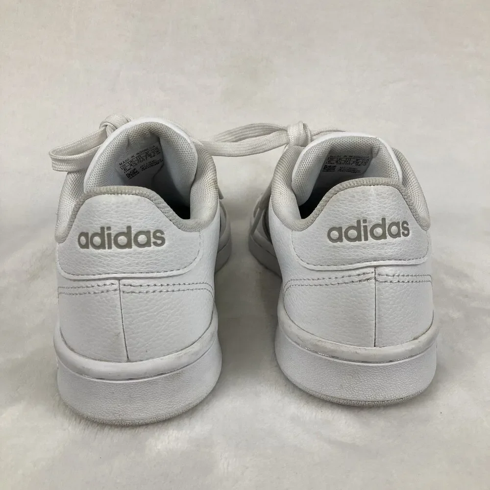 Adidas Sneakers Women’s Size 6 Grand Court White Metallic Silver Stripe Tennis